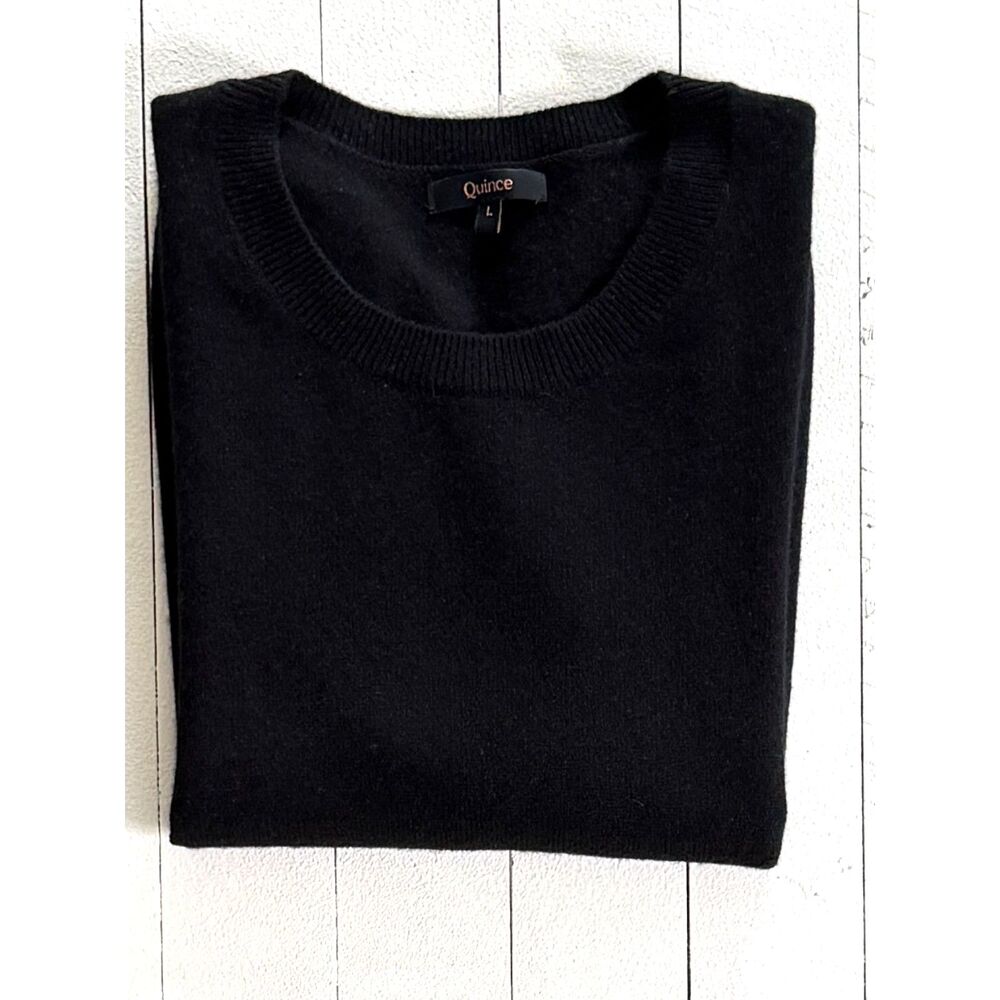 Quince Mongolian Cashmere Tee Short Sleeve Black Women's Large - Picture 6 of 8